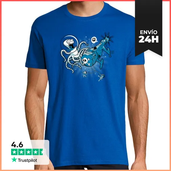 Camiseta Hombre Clásica Attack Of Giant Octopus From Outer Space