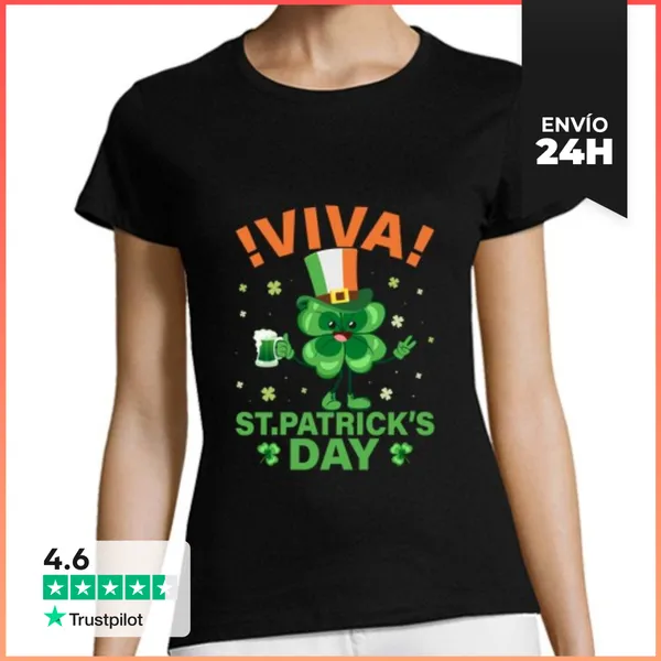 Camiseta Mujer Clásica Viva El Día De San Patricio LaTostadora