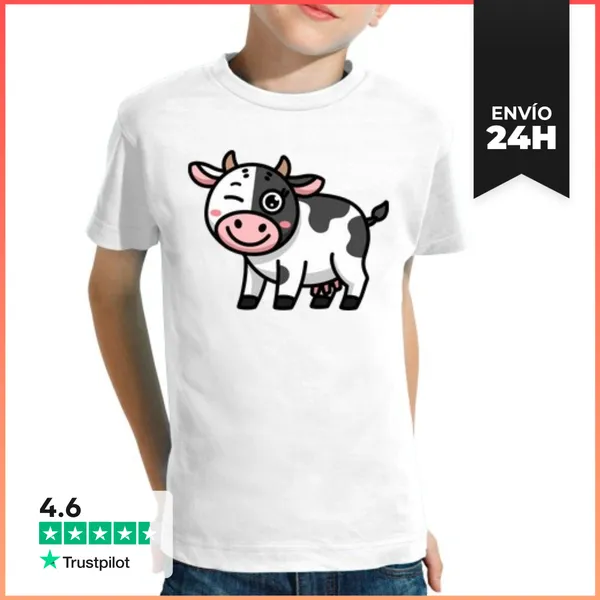 Camiseta Clásica Para Niños Vaca Feliz De Pie LaTostadora