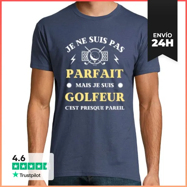 Camiseta Hombre Clásica No Es Perfecto Golfista Humor Golfista