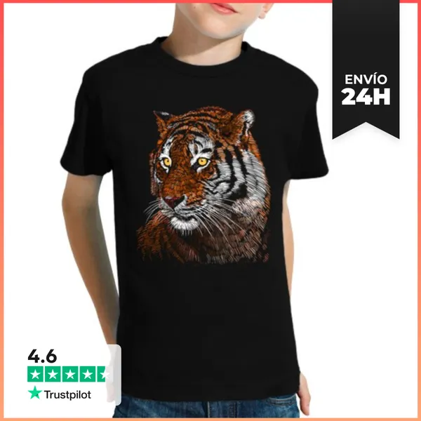 Camiseta Clásica Para Niños Niño, Manga Corta, Negra LaTostadora