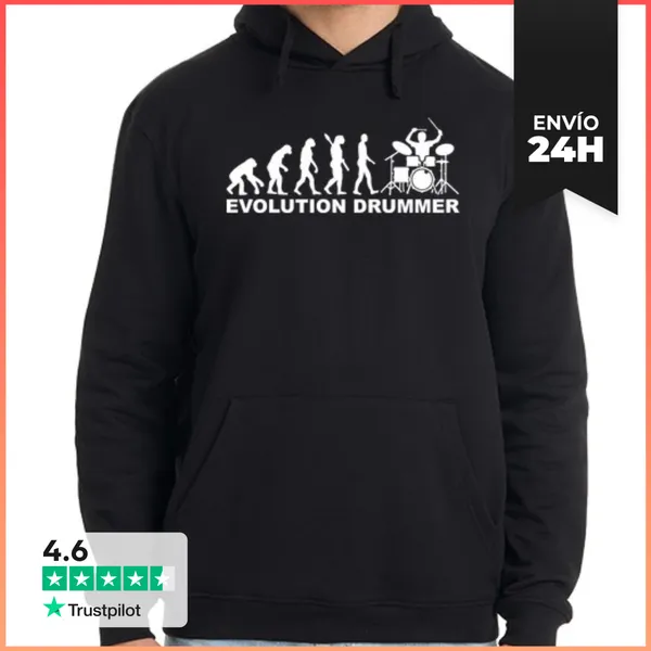 Sudadera Unisex Con Capucha Evolución Del Baterista LaTostadora