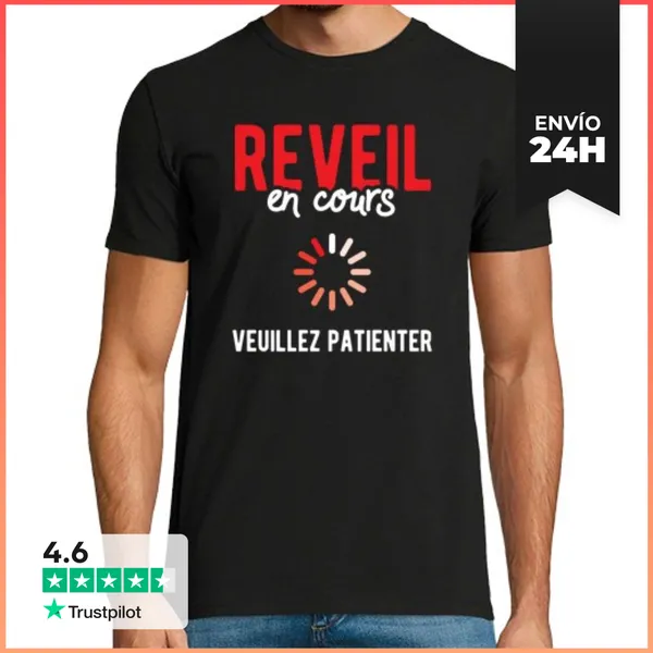 Camiseta Hombre Clásica Despertador En Progreso Por Favor Esper