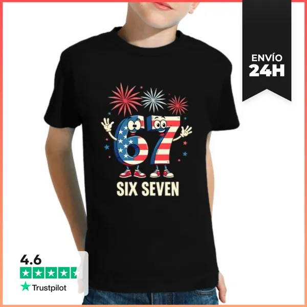 Camiseta Clásica Para Niños Bandera De EE UU 67 Memes Seis Siete