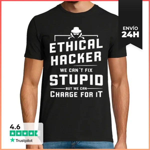 Camiseta Hombre Clásica Hacker Ético Hacker De Sombrero Blanco