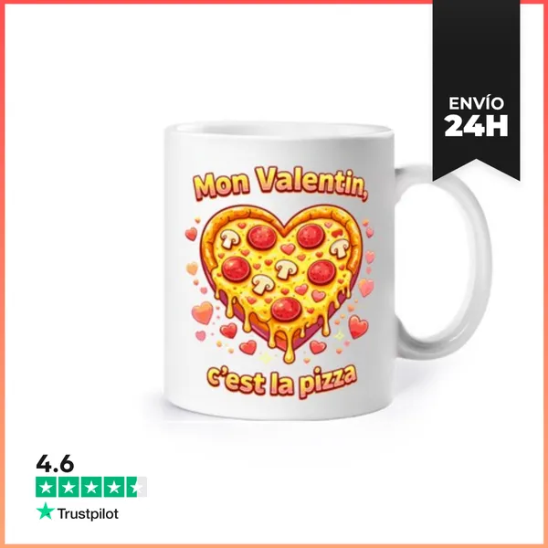 Taza Mi Valentin Es La Camiseta De Pizza Divertida Día De San