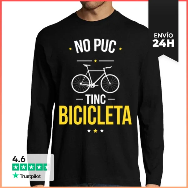 Camiseta Hombre Manga Larga No Puedo Tengo Bicicleta Catalán