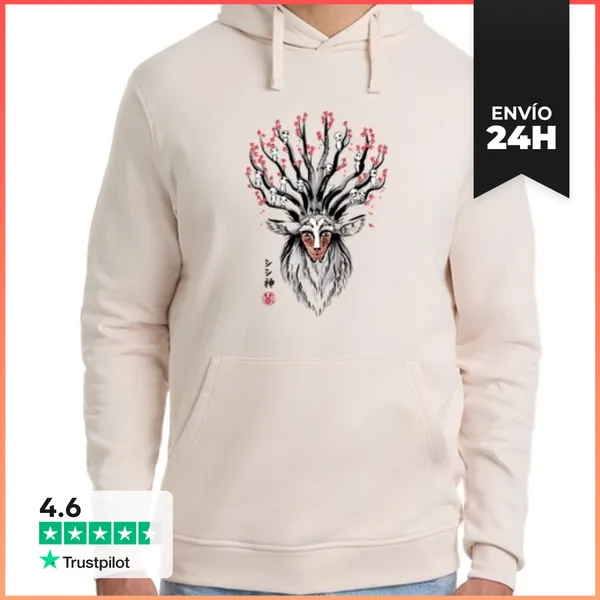 Sudadera Unisex Con Capucha The Deer God Sumi-e LaTostadora