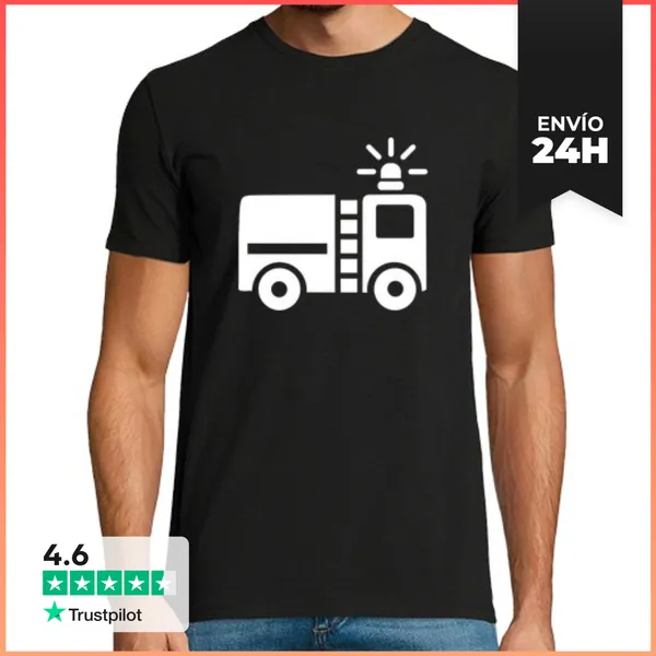 Camiseta Hombre Clásica Camión De Bomberos LaTostadora
