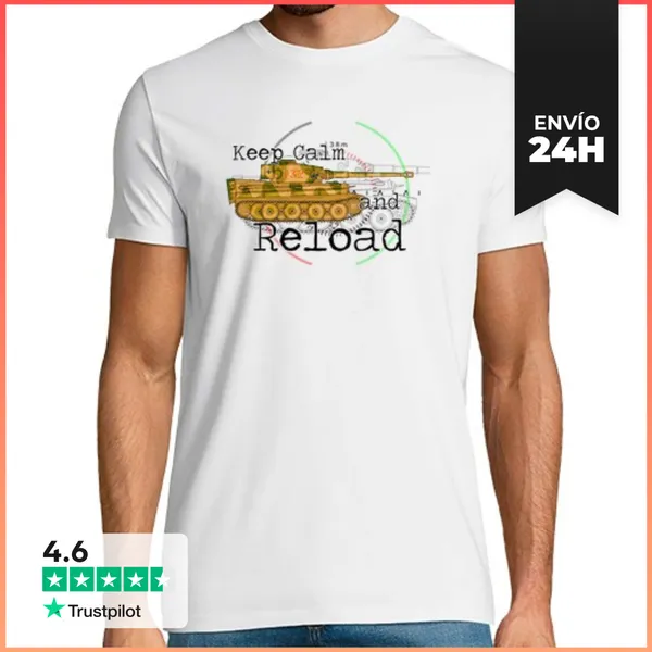 Camiseta Hombre Clásica Keep Calm And Reload The Panzer
