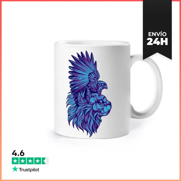 Taza Cabeza De Gato Y Águila Azul Púrpura LaTostadora