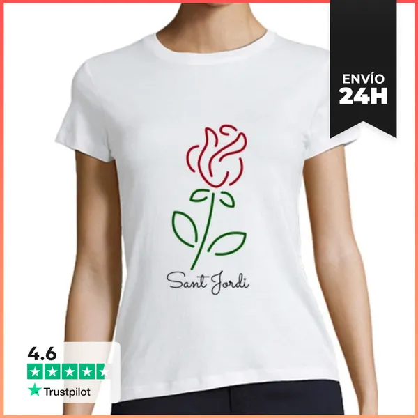 Camiseta Mujer Clásica Rosa Sant Jordi Simple LaTostadora