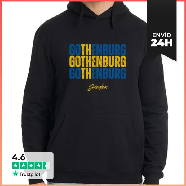 Sudadera Unisex Con Capucha Gotemburgo Suecia, Bandera De Suecia