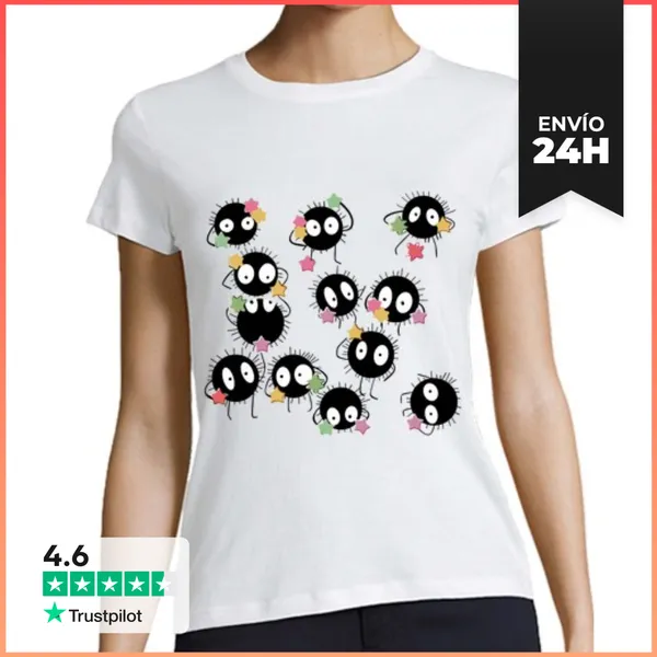 Camiseta Mujer Clásica Bolas De Hollín Susuwatari Los Sprites