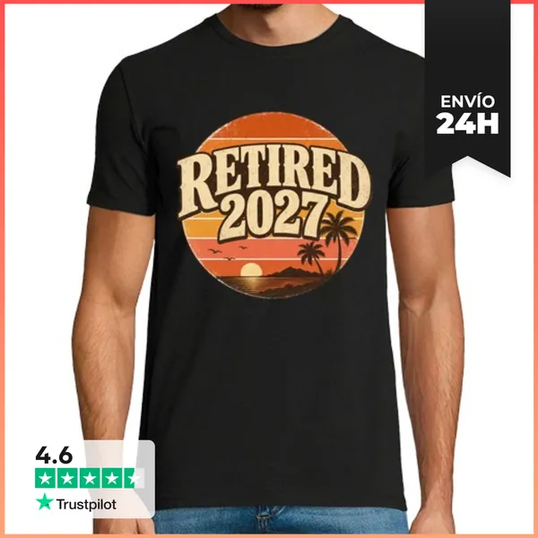 Camiseta Hombre Clásica Vintage Sunset - Retired 2027 Ideal For