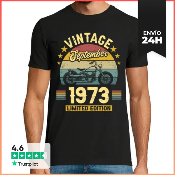 Camiseta Hombre Clásica 1973 Septiembre 50 Años Cumpleaños