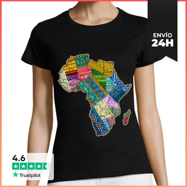 Camiseta Mujer Clásica Mapa De África Texturas Orgullo Africano