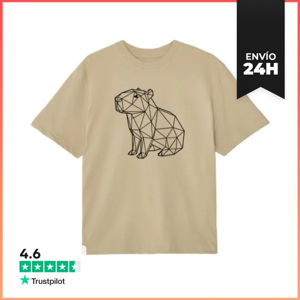 Camiseta Oversize Capibara Sentada Líneas Negras Estilo