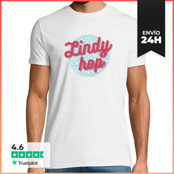 Camiseta Hombre Clásica Lindy Hop Polka Dots Rojo Y Azul, Hombre