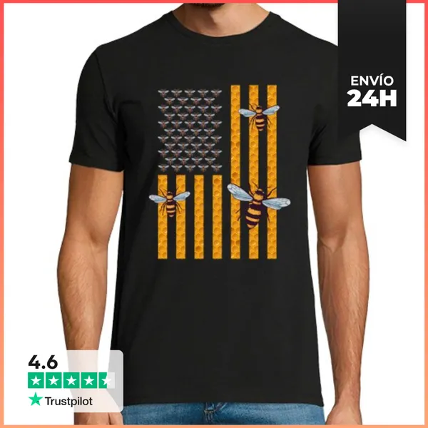 Camiseta Hombre Clásica Apicultor Estados Unidos Bandera Camise