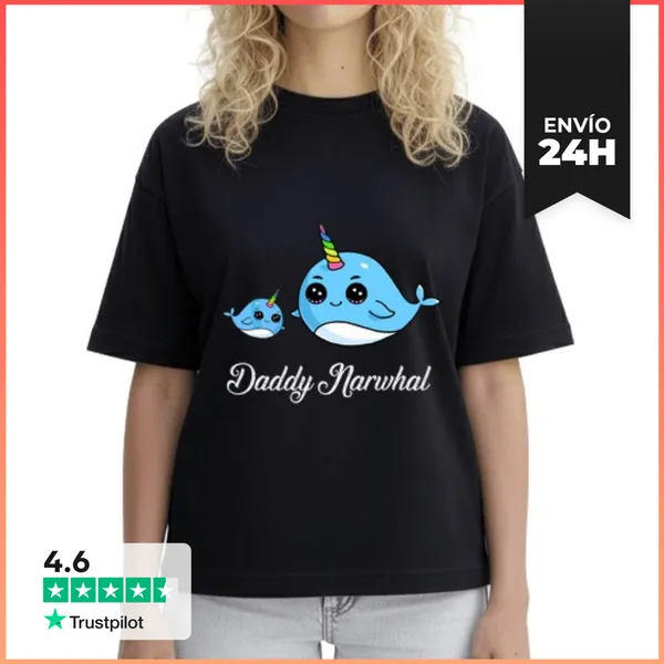 Camiseta Mujer Boxy Papá Narval Regalo De Narval Lindo Para