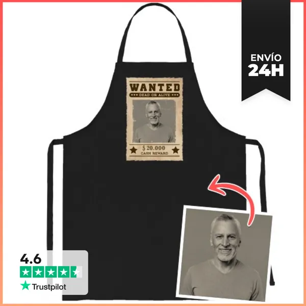 Delantal Delantal Wanted Foto Personalizable Delantal
