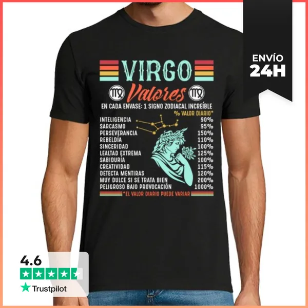 Camiseta Hombre Clásica Valores Horoscopo Virgo Signo Zodiaco