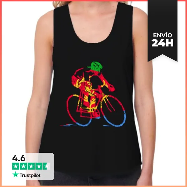 Camiseta Mujer Sin Mangas, Loose Fit Ciclista Eritreo Carrera De