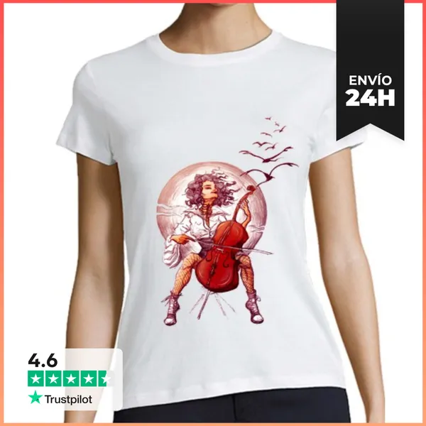 Camiseta Mujer Clásica Violoncelo Girl T-Shirt 1 LaTostadora