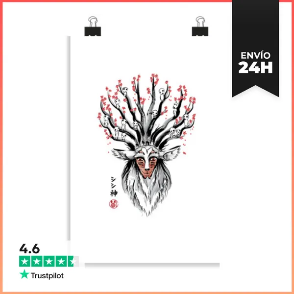 Póster Vertical The Deer God Sumi-e LaTostadora