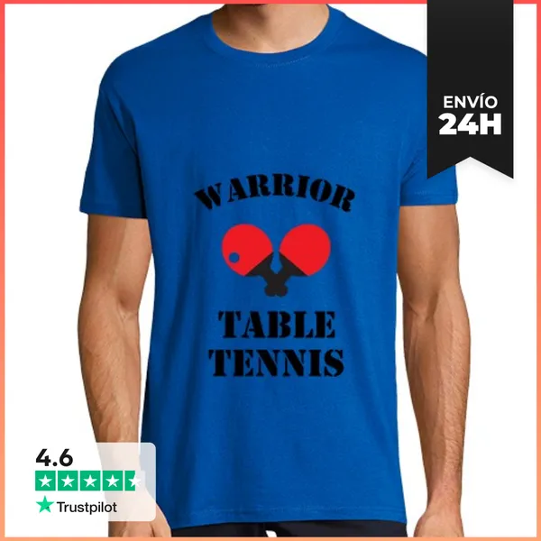Camiseta Hombre Clásica Camiseta Mesa De Ping Pong, Azul Real, De