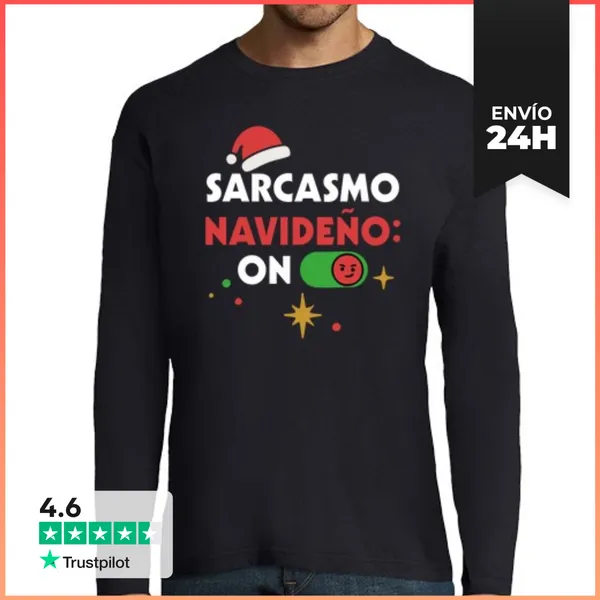 Camiseta Hombre Manga Larga SARCASMO NAVIDEÑO LaTostadora