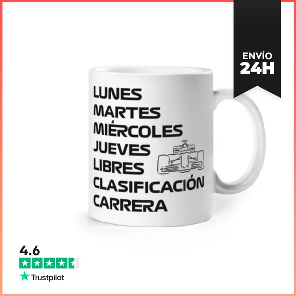 Taza F1 SEMANA LIBRES CLASIFICACIÓN CARRERA LaTostadora