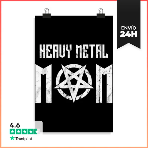 Póster Vertical Camiseta De Mamá Rock Música Heavy Metal