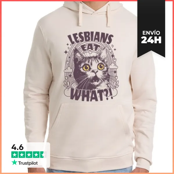 Sudadera Unisex Con Capucha LESBIANS EAT WHAT LGBT CAT GATA