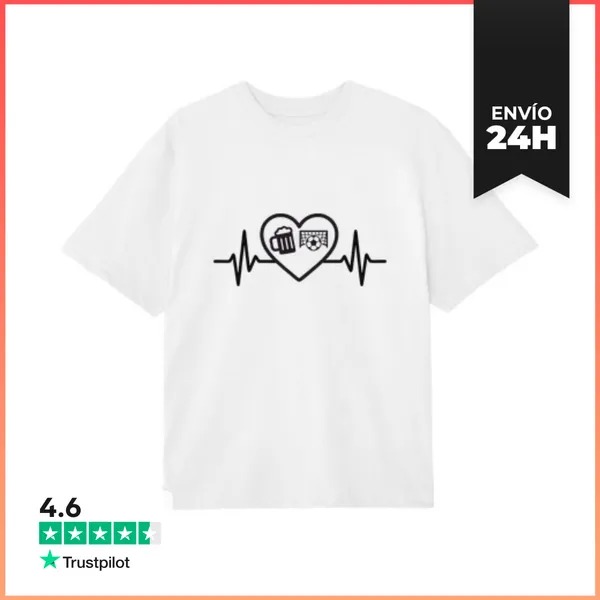 Camiseta Oversize Corazón Fútbol Cerveza Idea Regalo Fútbol