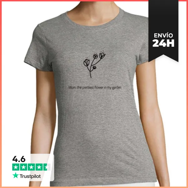 Camiseta Mujer Clásica Mamá La Flor Más Hermosa Del Jardín