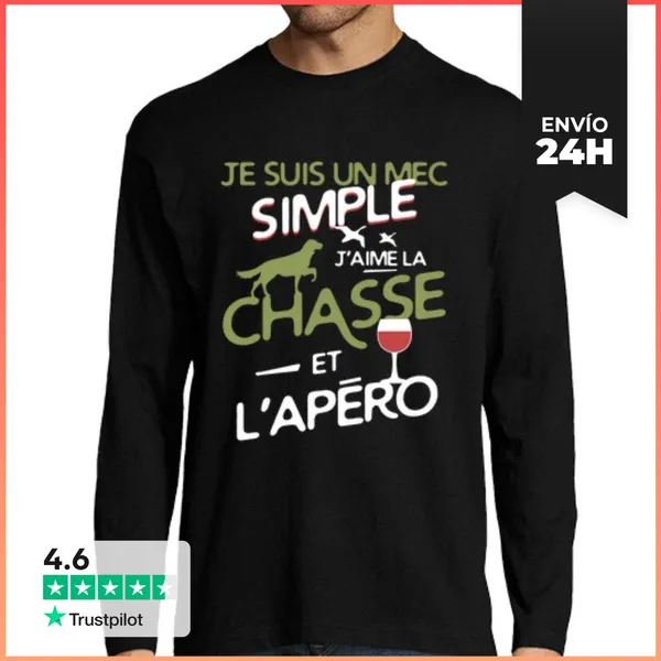 Camiseta Hombre Manga Larga Caza - Un Chico Sencillo LaTostadora