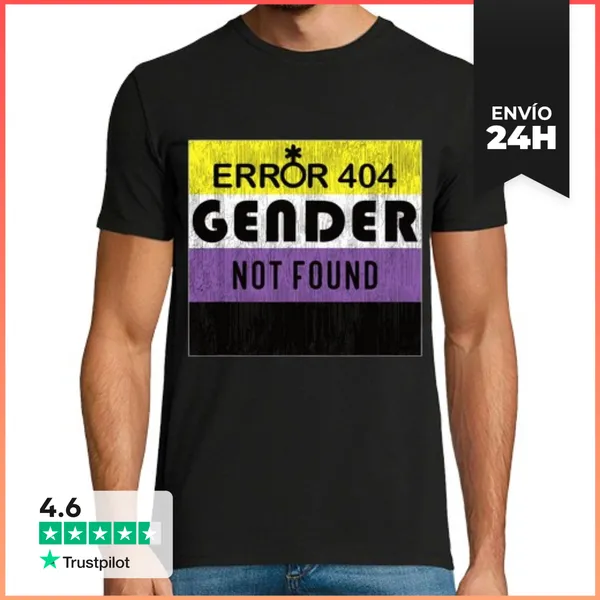 Camiseta Hombre Clásica Error 404 Género No Encontrado Para No