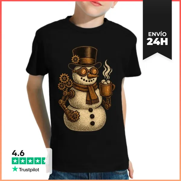 Camiseta Clásica Para Niños Muneco De Nieve Steampunk Vintage