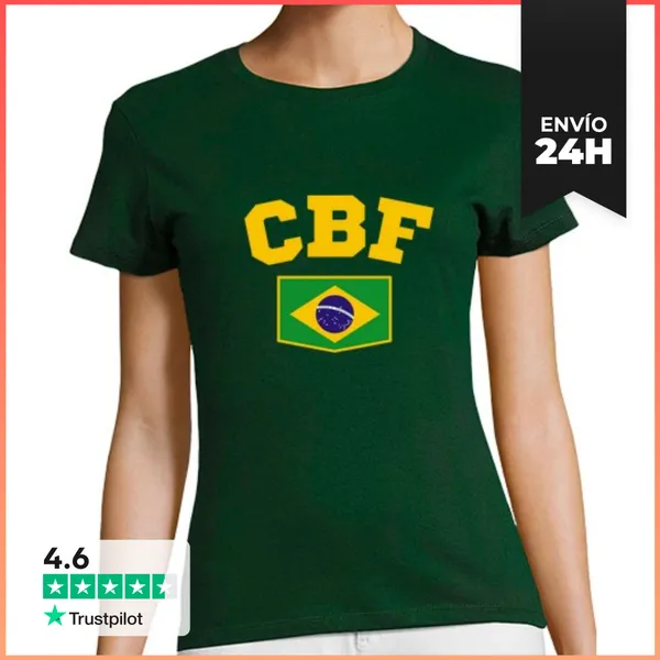 Camiseta Mujer Clásica Camiseta Brasil CBF Personalizable Mujer