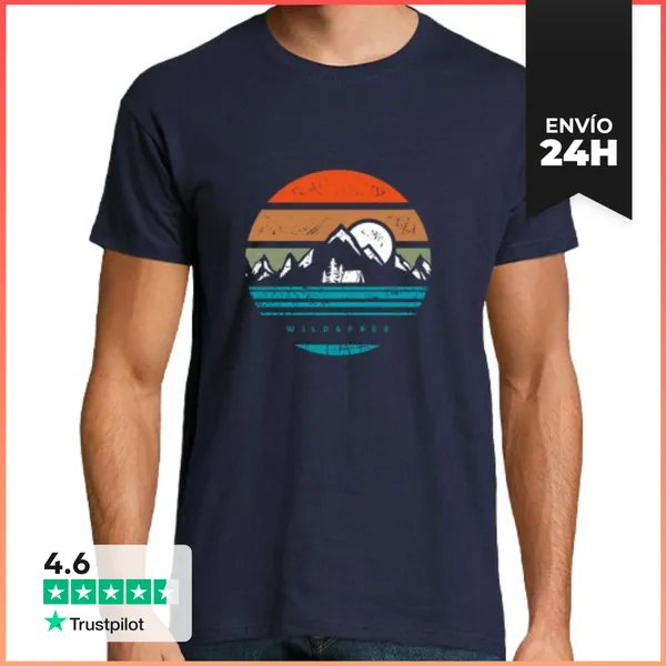 Camiseta Hombre Clásica Salvaje Y Libre - Camiseta De Montaña