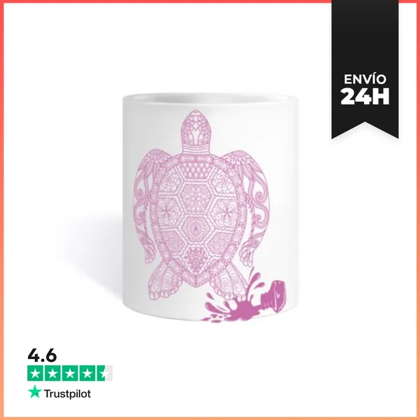 Taza Tinta Derramada Forma Tortuga En Rosa 2 LaTostadora
