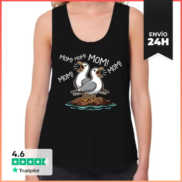 Camiseta Mujer Sin Mangas, Loose Fit Mamá Gaviota Divertida Mamás