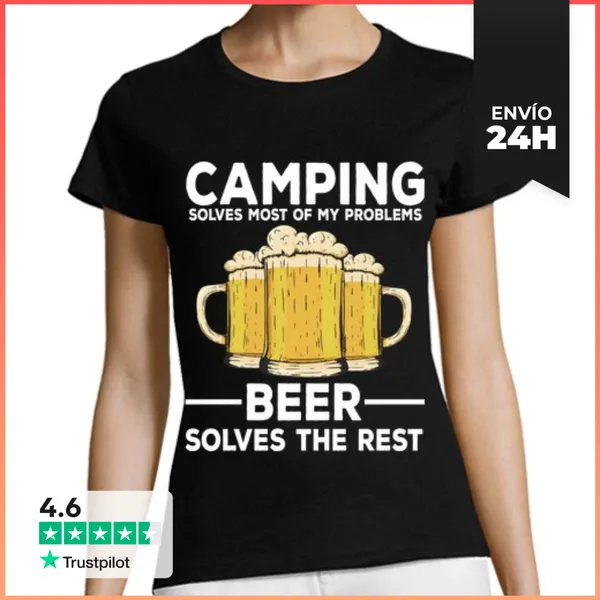 Camiseta Mujer Clásica Idea De Regalo De Camping Y Cerveza Cam
