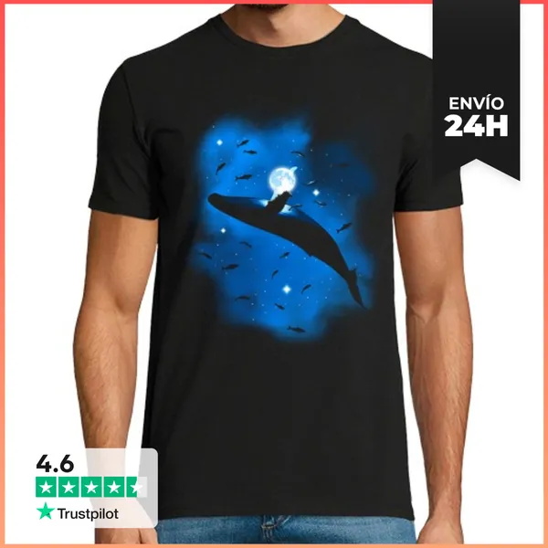 Camiseta Hombre Clásica Ballena En El Espacio LaTostadora