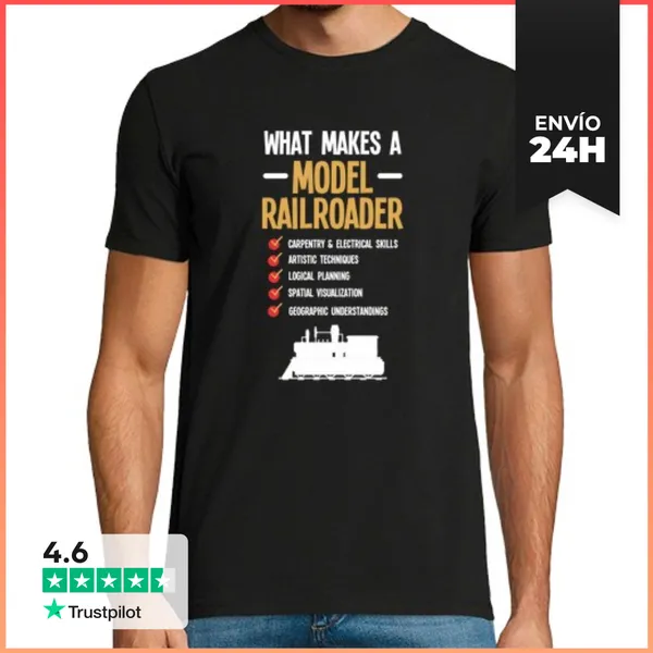 Camiseta Hombre Clásica Divertido Modelo De Ferrocarril
