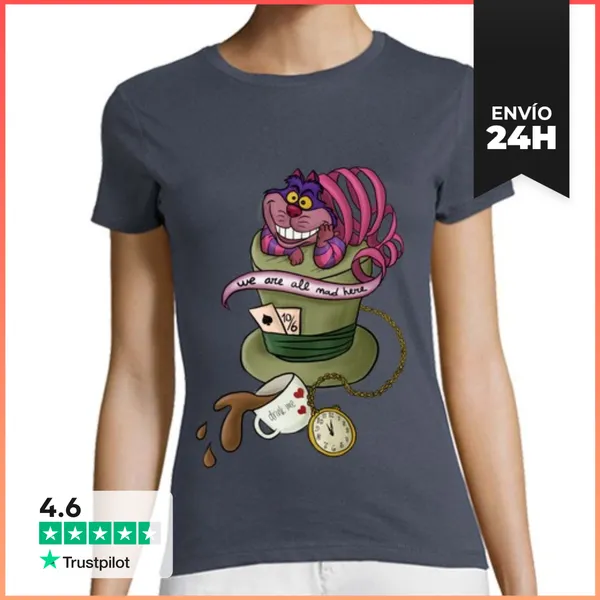 Camiseta Mujer Clásica Chesire Cat LaTostadora