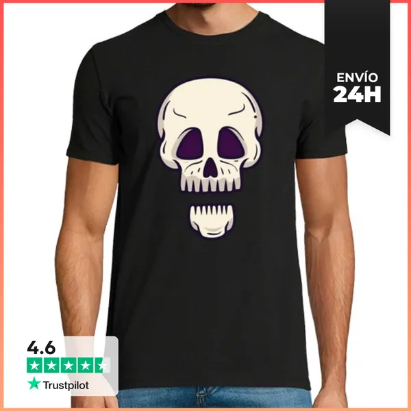 Camiseta Hombre Clásica Calavera Blanca LaTostadora