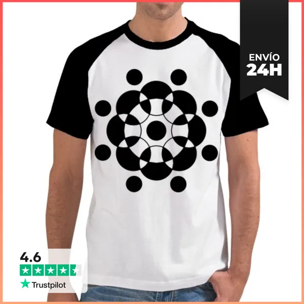 Camiseta Hombre, Estilo Béisbol Diseño De Círculo De Cultivos